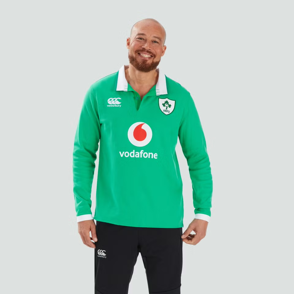 Canterbury Ierland Katoenen Thuisshirt met Lange Mouwen