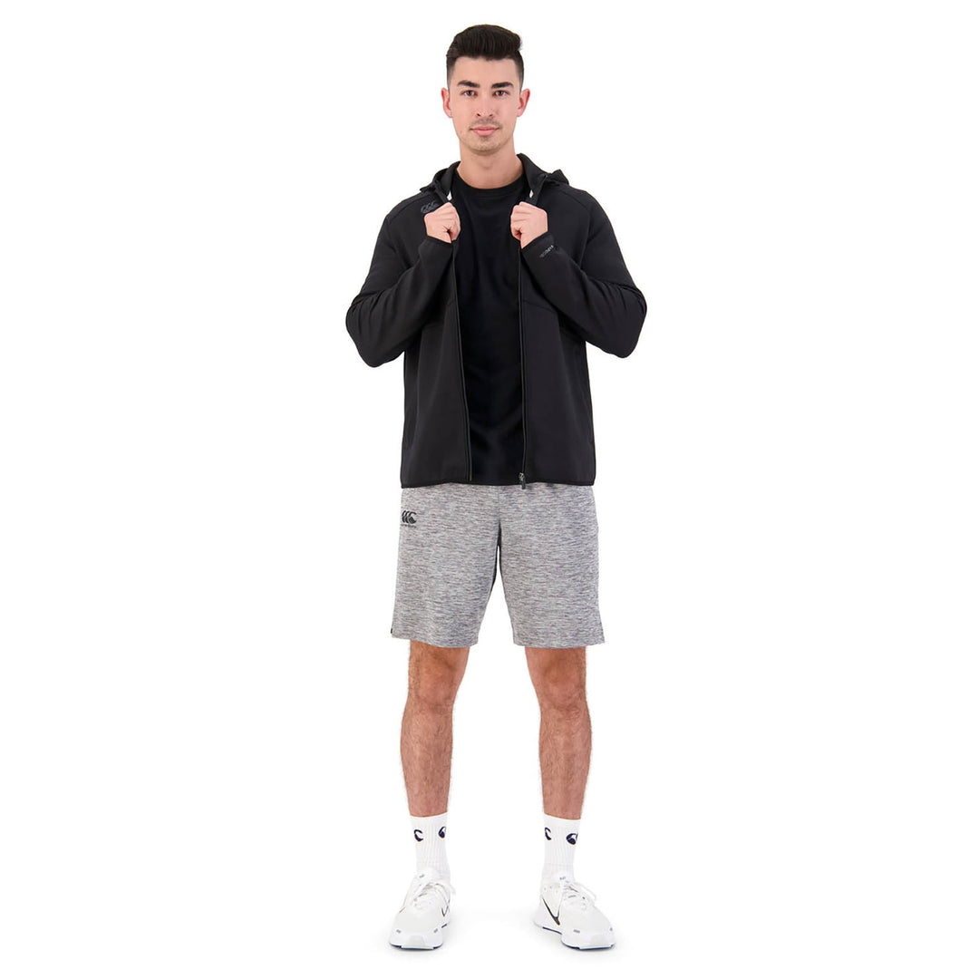 Felpa con cappuccio Canterbury Vapodri Tempo con zip intera da uomo, nera