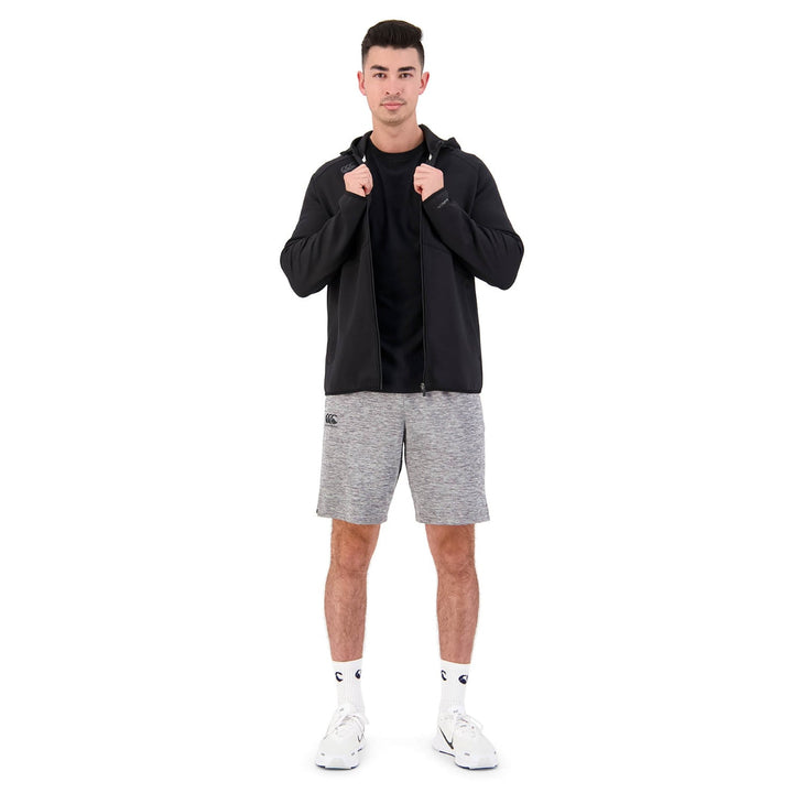 Felpa con cappuccio Canterbury Vapodri Tempo con zip intera da uomo, nera