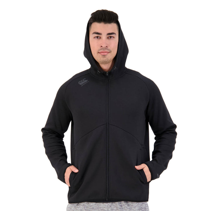Felpa con cappuccio Canterbury Vapodri Tempo con zip intera da uomo, nera