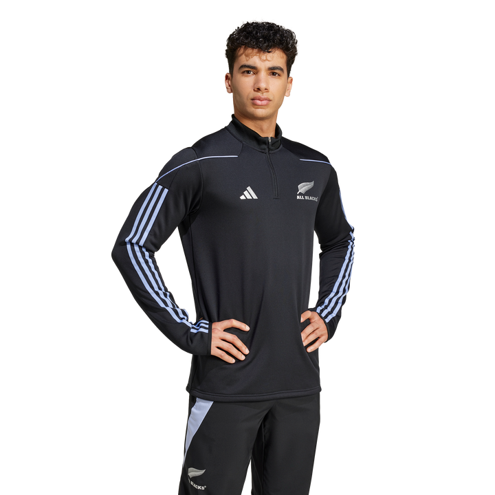Maglia da rugby a maniche lunghe Adidas All Blacks da uomo, blu scintilla