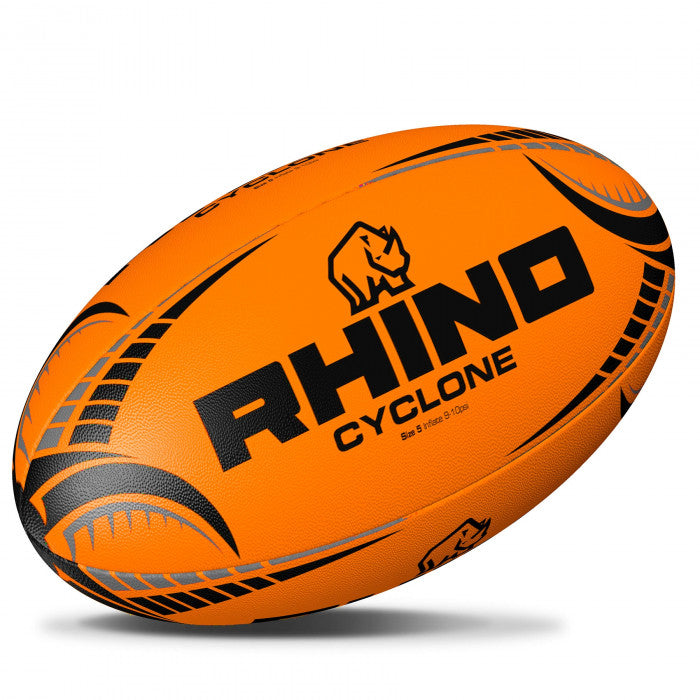 Rhino Cyclone Rugby Ball Fluorescent Orange Size 5